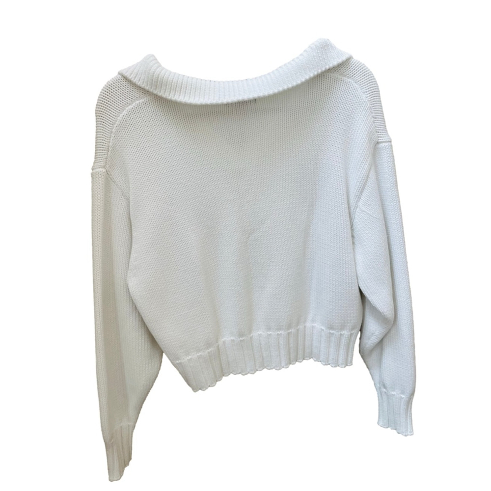 Quince 100% Organic Cropped Cotton Sweater Ivory Size M - Picture 5 of 5